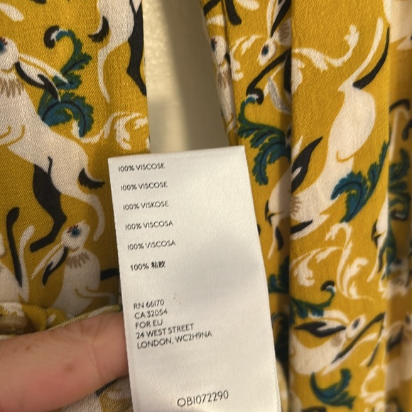 Anthropologie Maeve Janie Flounced Peasant Blouse Rabbit Print Women’s 2 - Picture 6 of 10